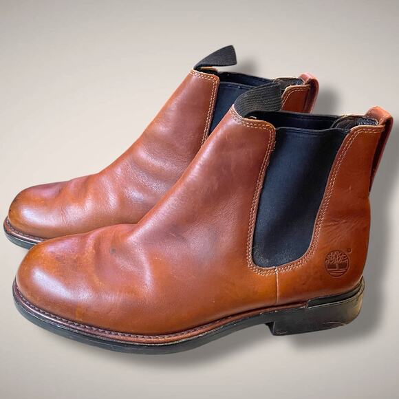 Men's 10 TIMBERLAND Men's Tan Premium Leather Waterproof Chelsea Boots - Picture 3 of 12